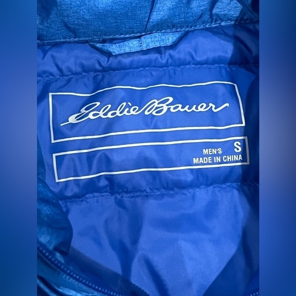 Small Eddie Bauer eb650 Down Insulated Blue Gilet Vest Puffer Full Zip Warm - Picture 11 of 13
